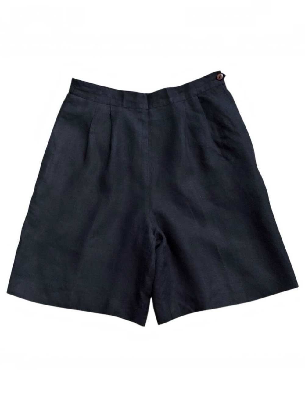 Vintage Talbots Irish Linen Shorts Womens 6 Black Pleated Bermuda High Rise